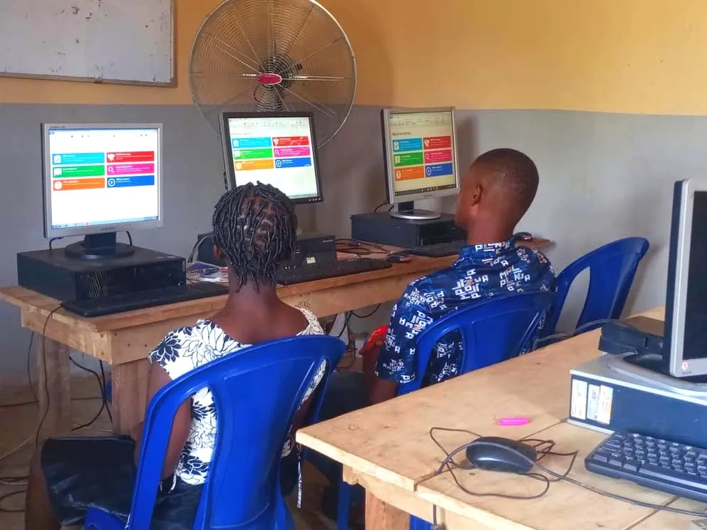Students at computers during the JAMB computer-based test preparation course